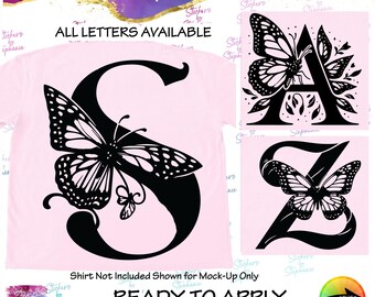 Butterfly Monogram Letter Graphic Ready-to-Apply Iron-On Transfer