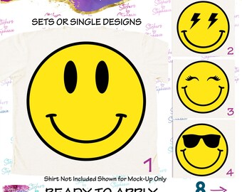 Smiley Face Emoji Graphic Ready-to-Apply Iron-On Transfer