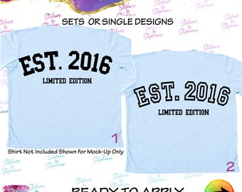 Est. 2016 Any Year Limited Edition Birthday Ready-to-Apply Iron-On Transfer