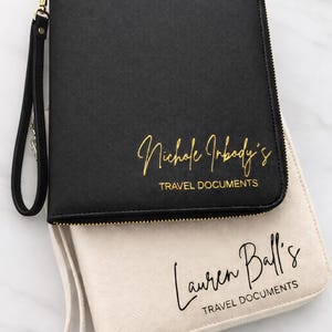 Personalized Travel Document Holder, Passport Organizer Wallet, Family Travel Wallet, Honeymoon Gift, Custom Travel Portfolio