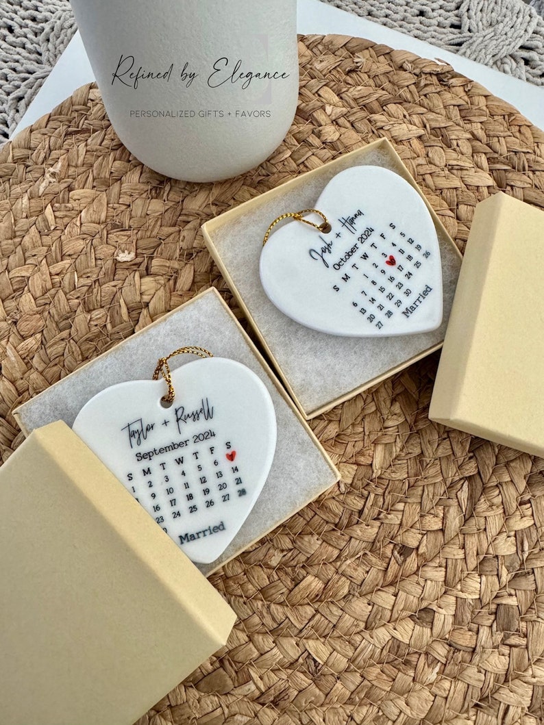 Custom Wedding Date Ornament for First Christmas or Anniversary Gift Etsy