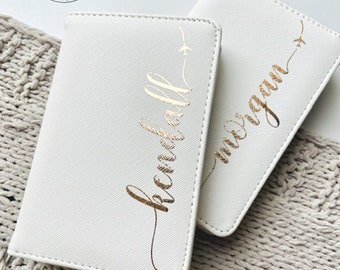 Personalized Custom Saffiano Leather Passport Cover for Men and Women Travel Gift
