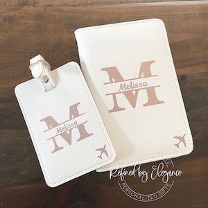 Personalized Luggage Tag Passport Cover Set Passport Holder Bag Tag Personalized Passport cover Passport cover Luggage tags image 1