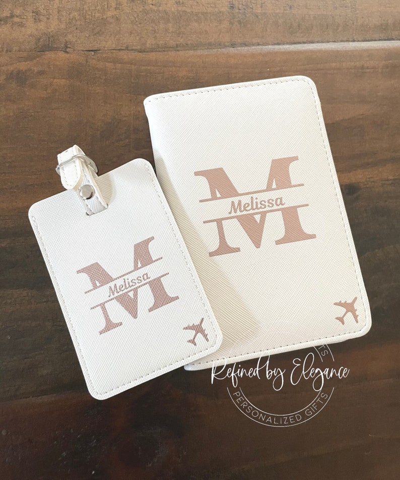 Personalized Luggage Tag Passport Cover Set Passport Holder Bag Tag Personalized Passport cover Passport cover Luggage tags image 1
