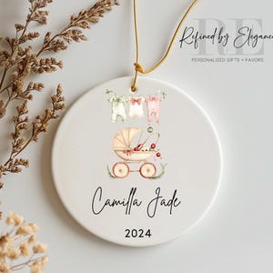 Personalized Baby&#39;s First Christmas Ornament: Deer Ceramic Ornament