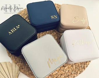 Personalized PU Leather Travel Jewelry Box, Bridesmaid Gift