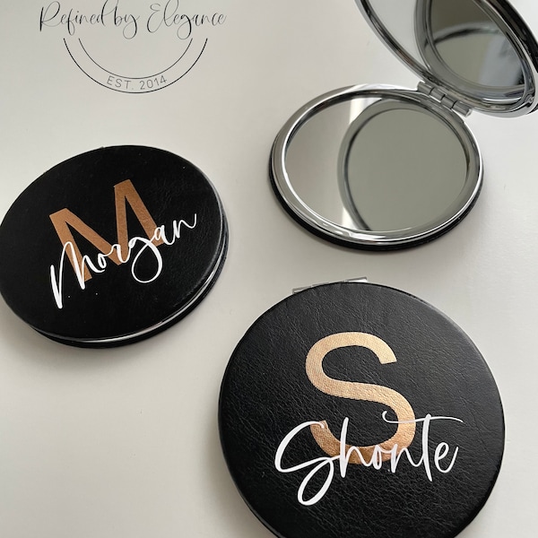Personalized Compact, Rose Gold Compact Mirror, Bridesmaid Gift, Custom Bridesmaid Gift, Party Favors, Personalized Mirror, Party Gifts
