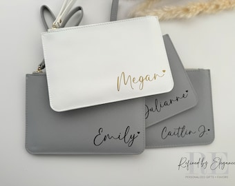 Minimalist Makeup Bag | Personalized Name Pouch | Custom Cosmetic Bag | Bridesmaid | Teacher Gift