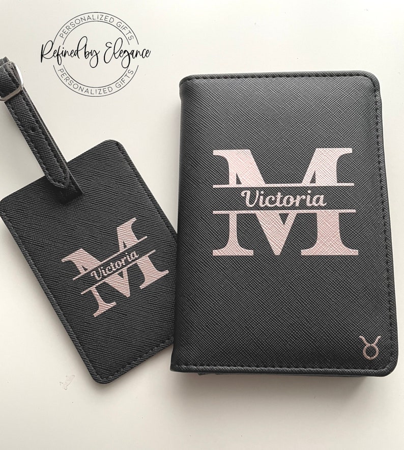 Personalized Luggage Tag Passport Cover Set Passport Holder Bag Tag Personalized Passport cover Passport cover Luggage tags image 2