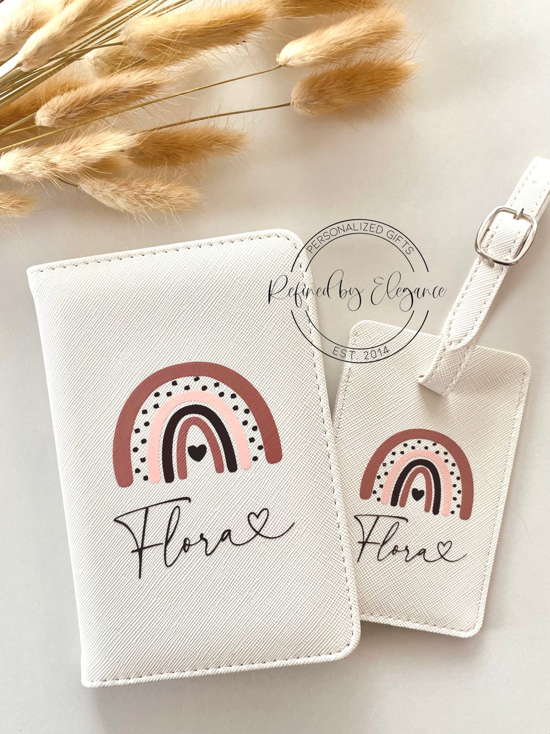 Personalized Luggage Tag Passport Cover Rainbow Passport Holder Bag Tag