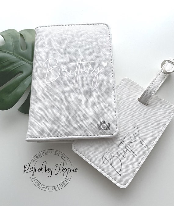 Personalized Leather Passport Holder & Personalized Luggage Tag, Bridesmaid Gifts, Honeymoon gift, Travel Set, Bride, Gifts For Her