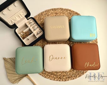 Personalized Travel Jewelry Box - Elegant Bridesmaid, Bride & Mother's Day Gift with Monogram