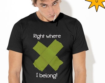 Maglietta Right Where I Belong - Maglietta Theatre X Mark, regalo per attori, maglietta per la troupe teatrale, maglietta per bambini drammatici - Green Gaff