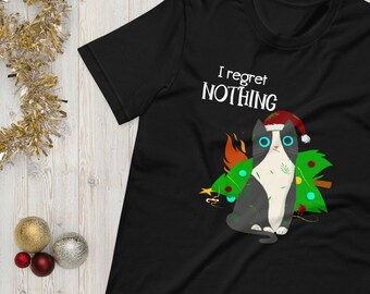 Non mi pento di nulla - Divertente maglietta natalizia con gatto per gli amanti dei gatti - Gattino dispettoso delle feste