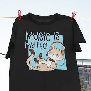 Music Is My Life TShirt, Cat Lover Shirt, Music Lover, Music Teacher Shirt, Music Shirt, Cat Mom Shirt, Cat Dad, Musician Gift