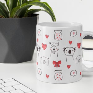Cute Animals and Hearts Sweet Mug for Valentine Gift or Teacher Gift