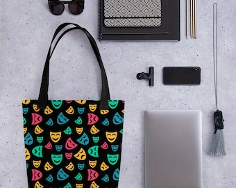 Borsa con motivi per maschere teatrali per attori, direttori di scena, troupe e amanti del teatro