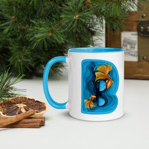 Papierausschnitt Buchstabe B - Schöne Betta Fisch - Initialen Tasse - Buchstabe B Tasse - Geschenktasse