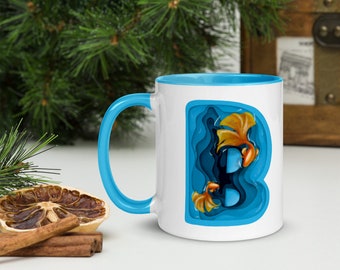 Betta Fish Initial B Tasse: Bunte Keramik Kaffeetasse