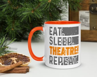 Tazza Eat Sleep Theatre Repeat: regalo per la Tech Week per la troupe teatrale