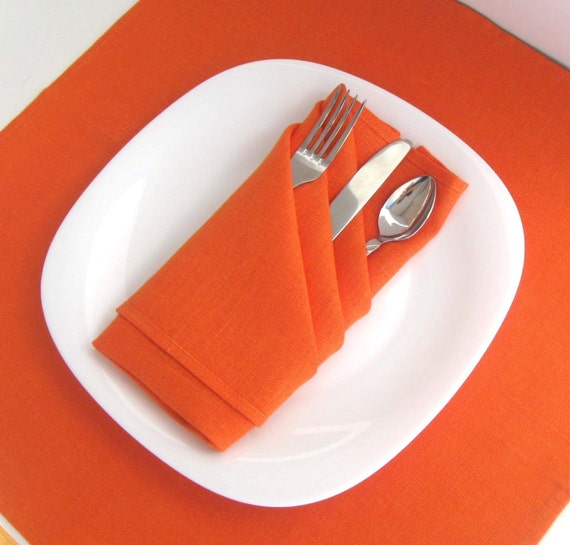 Items similar to Orange Linen Napkin, EcoFriendly, Lunch Napkin, Cloth