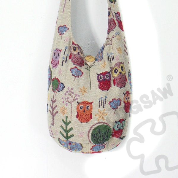 Owl Crossbody bag hobo bag Cotton fabric Small bag Hippie Purse Sling bag Handmade bag