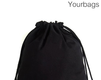 Schwarzer Canvas Kordelzug Rucksack: 2-Taschen-Sporttasche