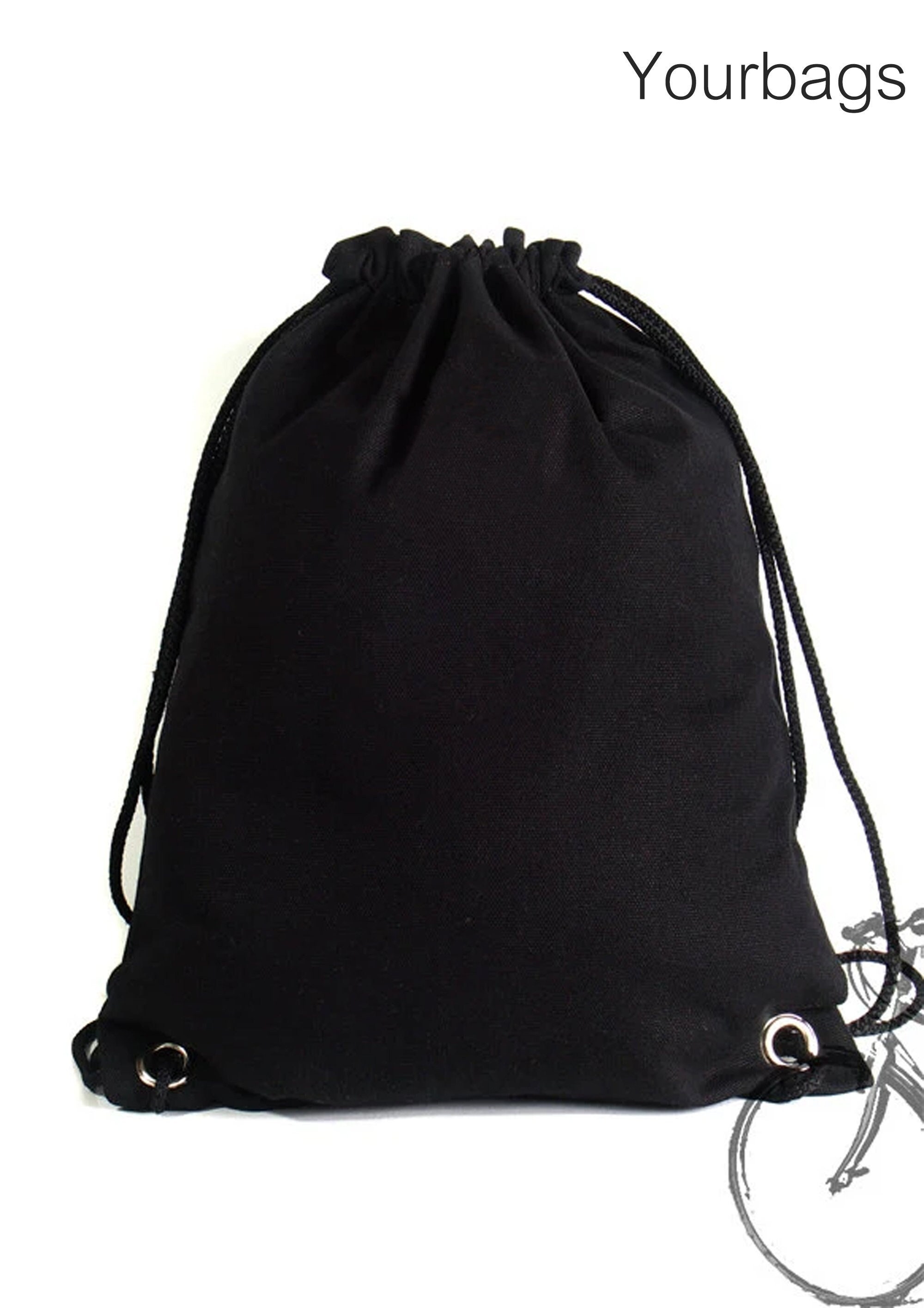 Black canvas drawstring backpack hotsell