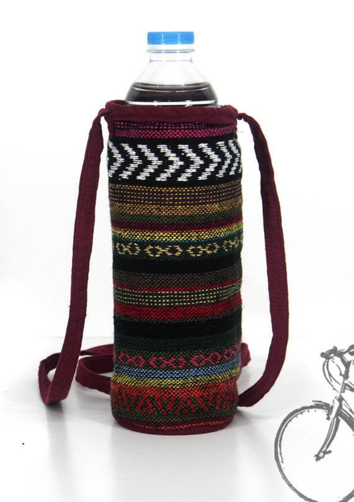 Drink Bag Water Bottle Holder Nepali Cotton Bottle Bag Etsy