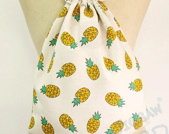 Ananas Canvas Rucksack: Kordelzug mit Taschen