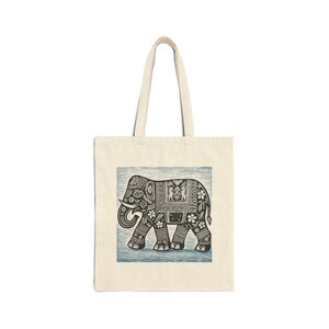 Elephant Cotton Canvas Tote Bag, Elephant Design, Eco-Friendly Bag