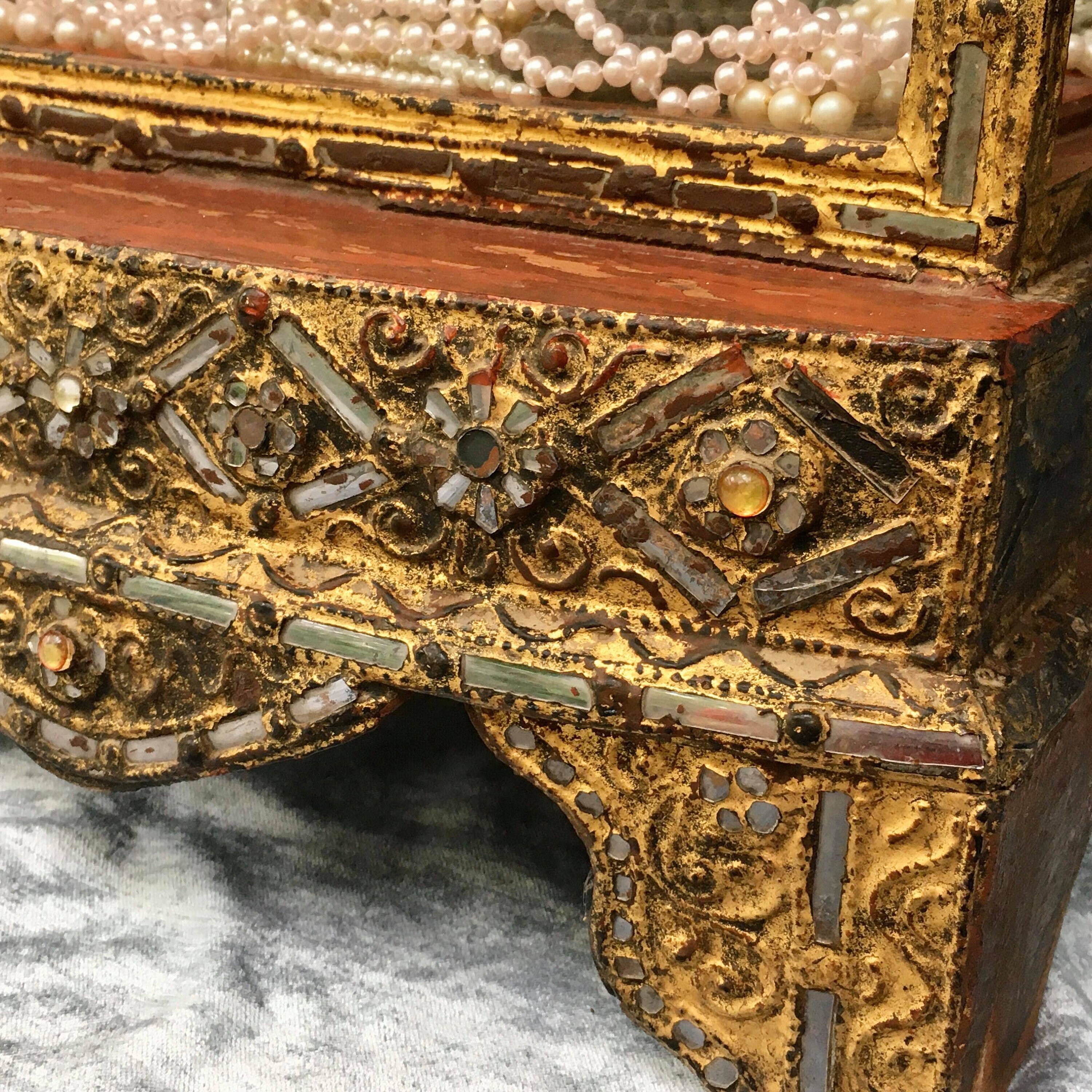 Antique Gold Display Glass Vitrine Display Case Etsy