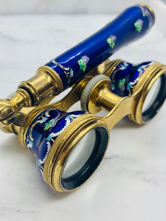 Antique French MOP Guilloche Enamel Handled Opera
