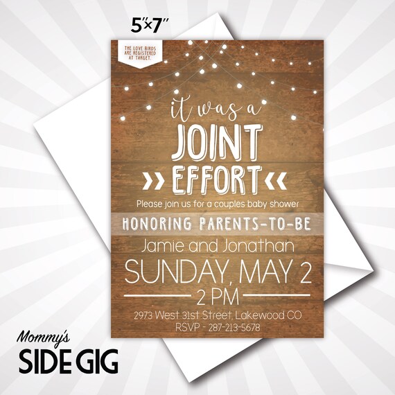 joint effort baby shower invitation