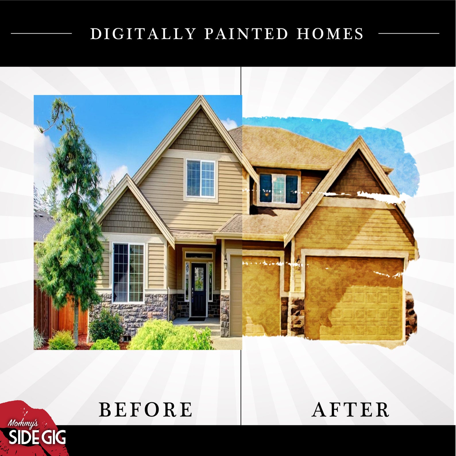 Custom Home Paintings Custom Home Digital Painting Digital Etsy