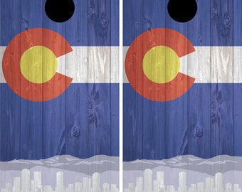 Colorado Cornhole Decal Wrap Set - Small Flag
