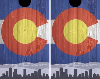 Colorado Cornhole Decal Wrap Set - Big Flag