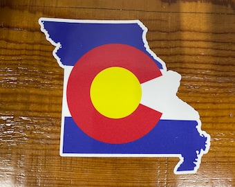 Missouri State Outline with Colorado Flag 4" Decal