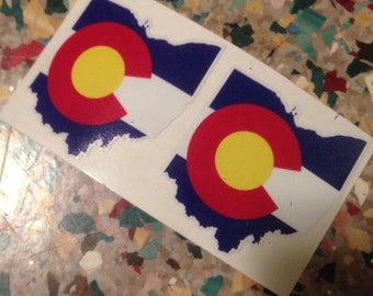 Ohio Outline with Colorado Flag 2 inch Decal