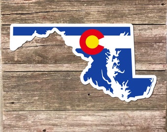 Maryland Colorado Flag 4.5" wide Decal Maryland Decal gift colorado sticker