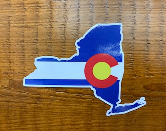 New York shape with Colorado Flag Decal 4"