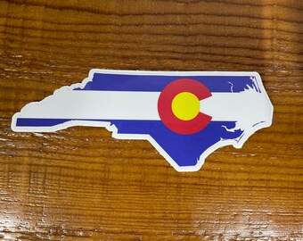 North Carolina Outline with Colorado Flag 4 inch long Decal