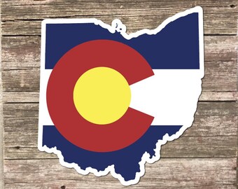 Ohio Outline with Colorado Flag 4 inch Decal