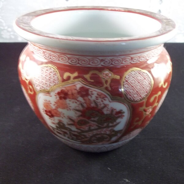 Vintage Japanese Gold Imari Porcelain Planter Vase Hand Painted