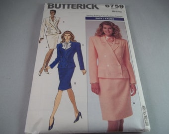 1988 Butterick 6759 Sewing Pattern Women's Career JACKET & SKIRT Size 6-8-10 Skirt is Cut Jacket is Uncut