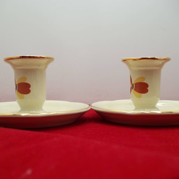 Pair of Hall Jewel Tea Autumn Leaf 1988 NALCC Candle Holders in mint condition