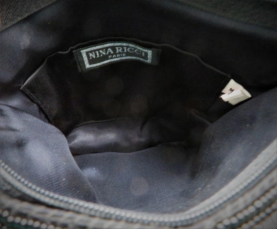 Nina Ricci Beaded Sequined Black Satin Clutch Eve… - image 8