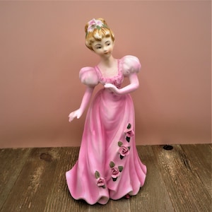 8&quot; Lefton China Hand Painted Lady in Pink Figurine