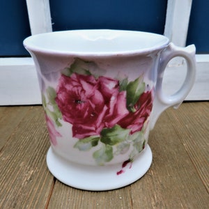Vintage Porcelain Mustache Shaving Mug Blue Floral Roses Made In Germany (#140)