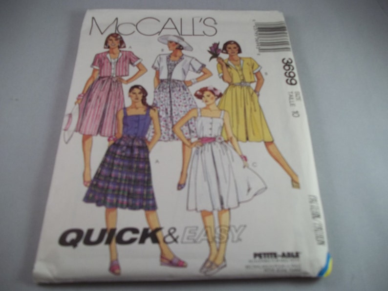 McCall's 3699 Misses Unlined Jacket Dress and Tie Belt Sewing Pattern Size 10 画像 1